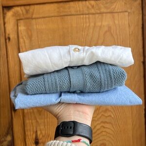 H&M | Kids Button-Down Shirt Trio - Dark Blue, Light Blue, White